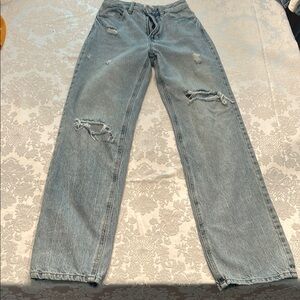 PacSun Light Blue Distressed Straight Leg Jeans